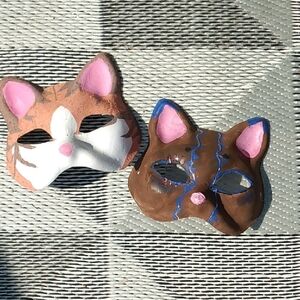 Hand Crafted Brown and Pink Cat Masks